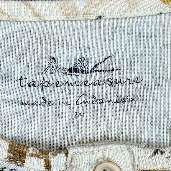 Tape Measure Coffee Bar Top 3/4 Sleeve 2X - Picture 8 of 10